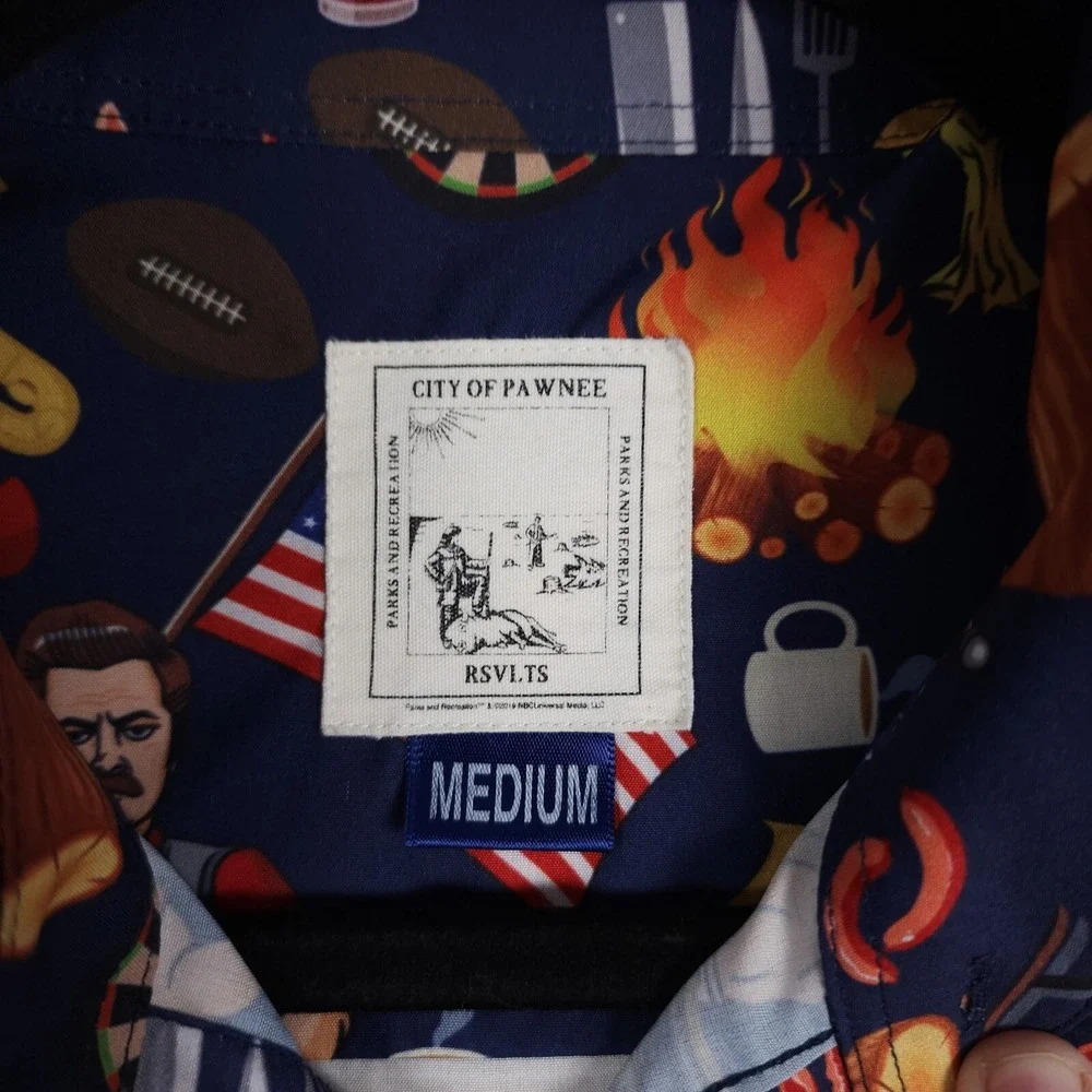 RSVLTS Ron Swanson Shirt Greatness Mens Medium Parks‎ Recreation Button KunuFlex